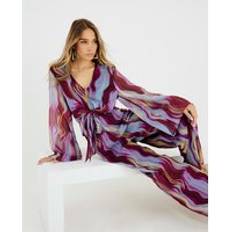 Purple - Women Jumpsuits & Overalls River Island Abstract Print Tie Front Jumpsuit - Purple