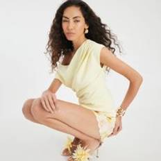 XL Blouses River Island Womens Yellow Draped Scuba Top