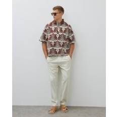 Florals Polo Shirts River Island Boxy Fit Floral Crochet Polo Shirt - Brown