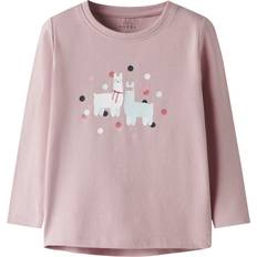 Blusen & Tuniken Name It Shirt Langarm Lamas NmfVix - Pastellblau/Mauve/Grenadine/Weiß