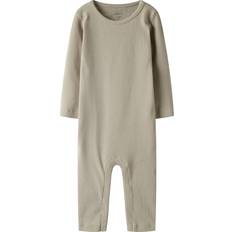 Stribede Bodyer Børnetøj Name It Basis Rib Heldragt Nakal Pure Cashmere - Beige