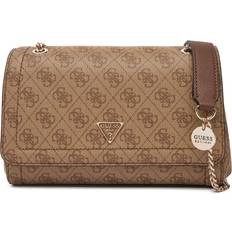 Brun Skuldertasker på tilbud Guess Konvertibel Crossbody Flap Taske Anadela 3 - Brokade/Lysebrun