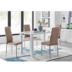 Faux Leathers Tables Furniturebox Pivero White Dining Set 70x120cm 5pcs