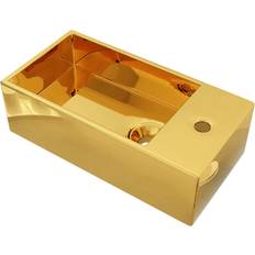 vidaXL Lavandino Con Troppopieno 49x25x15 cm Ceramica Oro