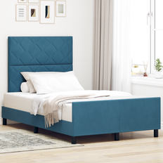 120cm - Blåa Ramsängar vidaXL Mörkblå Sammet Sängram 120x190 cm Ramsäng
