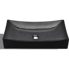 vidaXL Lavabo De Cerámica Rectangular Color Negro