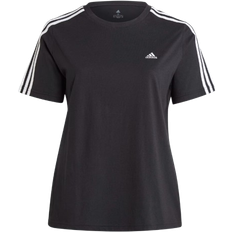 adidas Women's Essentials Slim 3-Stripes Tee (Plus Size) - Black/White