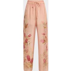 Cascadian Relaxed Silk Pants - Pink Botanical Flor