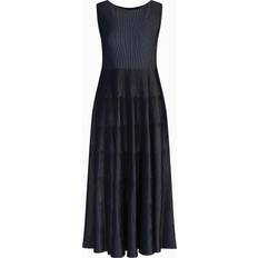 Dresses Emporio Armani Sleeveless Tiered Striped Knit Midi Dress - Black Navy Bicolor