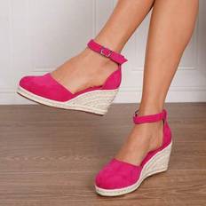 Espadrilles Shein Minimalist Ankle Strap Espadrilles Vacation Faux Leather Metal Buckle Navy