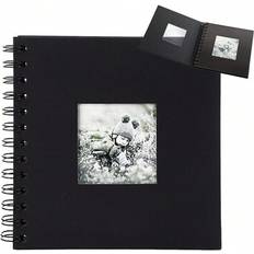 Shein 7x7 Inch Black Faux Leather Scrapbook Photo Album