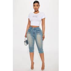 Fashion Nova Tinted Stretch Capri Jeans - Medium Wash