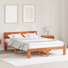 150 cm Rammesenge vidaXL Sengestel med Hovedgavl Voksbrun 150x200 cm Rammeseng