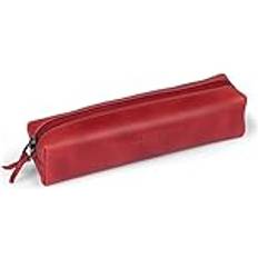 Genuine Leather Zipper Pen Pouch Stationery Bag