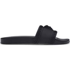 【送関込】VERSACE ブラック＆ゴールド ロゴ プールスライド Black and gold versace slides clearance