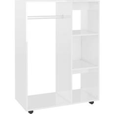 vidaXL Engineered Wood White High Gloss Garderob 80x110cm