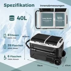Northix 12V Bilkyl Med 2 Kylzoner 40L