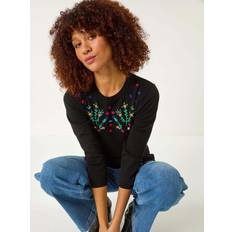 Florals Jumpers Roman Floral Embroidered Jumper - Black