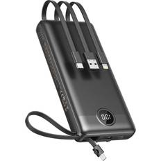 Veektomx Power Bank with Built-in Cables 20000mAh Black