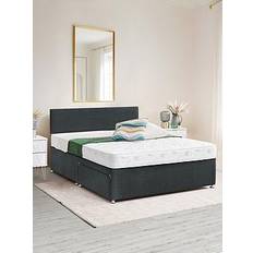 Bed Packages Airsprung Essential Divan Bed Base Mattress Set Grey Single