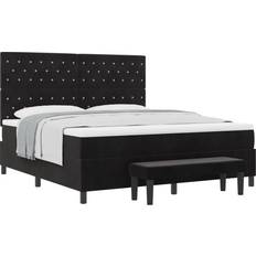 vidaXL Box Spring Bed with Mattress and Black 180x200 cm Velvet