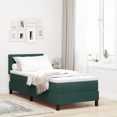 80cm Continental Beds vidaXL Box Spring with Mattress LED 80x200 cm Velvet Continental Bed