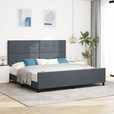 vidaXL Seng Ramme Mørkegrå 200x200 cm Velour Rammeseng