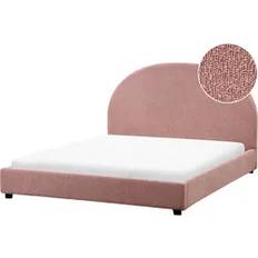 Pink Frame Beds Beliani Minimalist Upholstered Double Size 4ft6 Frame Bed