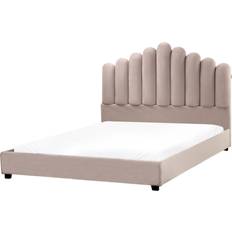 160cm - 200cm Frame Beds Beliani Velvet eu King Size 5ft3 Sea Shell Headboard Frame Bed