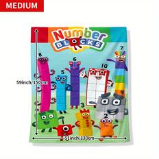Temu Number Blocks Pattern Print Blanket 200-250gsm Blankets