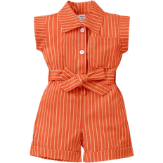 18-24M Playsuits Children's Clothing Shein Baby Girl Vacation Casual Striped Jumpsuits