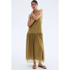 H&M Olijfgoud Strappy Maxi Jurk - Dames
