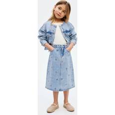 H&M Nederdele H&M Pige Blomstret Nederdel Denim Broderier - Lys Denim