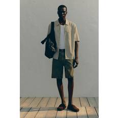 H&M Herre Ternet Skjorte Med Korte Ærmer Regular Fit - Beige