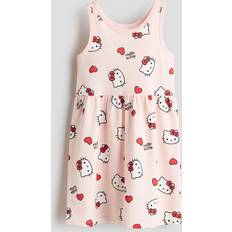 H&M Pige Kjole Bomuld Tryk - Lys Rosa/Hello