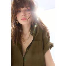 H&M Bluse Aus Leinenmix Dunkles Khakigrün