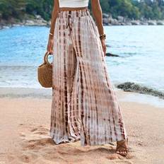 Shein Vacation High Waist Tie-Dye Knit Pants With Belt - Beach