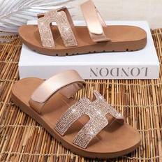 Rose Gold Slides Shein Women Shoes Slide Comfort Rhinestone Rose Gold