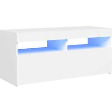 Tv bänk vit 90 cm vidaXL 804382 LED Lights White TV-bänk 90x40cm