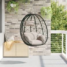VidaXL Outdoor Hanging Chairs vidaXL Hanging Egg Chair Basket without Stand Taupe Poly Rattan