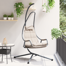 VidaXL Outdoor Hanging Chairs vidaXL Hanging Chair with Stand and Cushion Taupe Steel