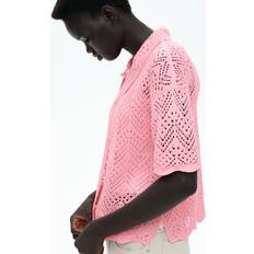 H&M Light Pink Short Sleeved Pointelle Knit Shirt - Light Pink