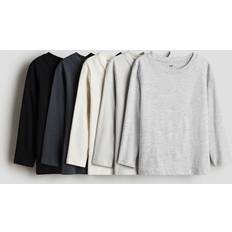 3-6M T-shirts H&M Boys Long Sleeved T-shirts 5-Pack - Light Grey