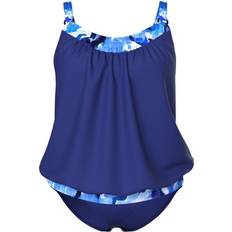 Tankinis Ulla Popken Damen Tankini Musterdetails Softcups - Indigo/Himmelblau