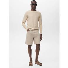 Mango Microstructured Cotton Knitted Sweater - Beige