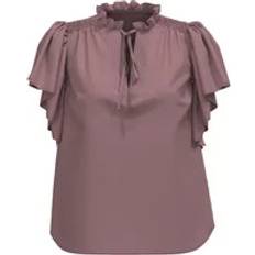 Co'Couture Blus HeraCC SS Frill Volangtoppblus - Pink