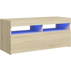 vidaXL 804385 LED Lights Sonoma Oak TV Bench 90x40cm