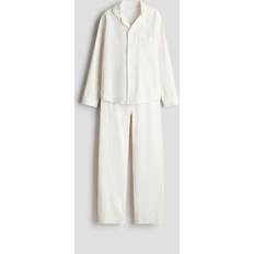 H&M Girls Cream Striped Cotton Flannel Pyjamas
