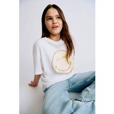 White Tops H&M Oversized Printed T-shirt - White