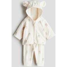 H&M Bear 2-Piece Fleece Set - Cream/Teddy